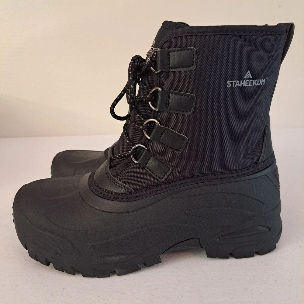 Staheekum Snow Boot Mens 9 Black New Insulated Waterproof Cold Rated 1259-798